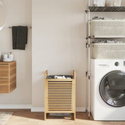   bambusz szennyeskosár szürke zsákkal 32x30x36,5 cm bambusz