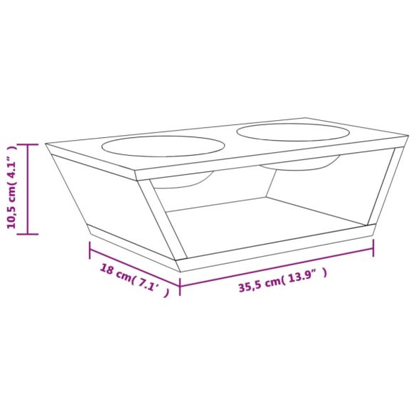 emelt kutyatálak bambusz állvánnyal 35,5 x 18 x 10,5 cm