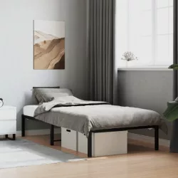 fekete fém ágykeret 90 x 200 cm