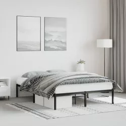 fekete fém ágykeret 140 x 190 cm