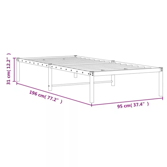 fehér fém ágykeret 90x190 cm