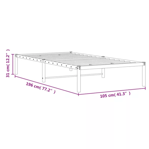 fehér fém ágykeret 100x190 cm