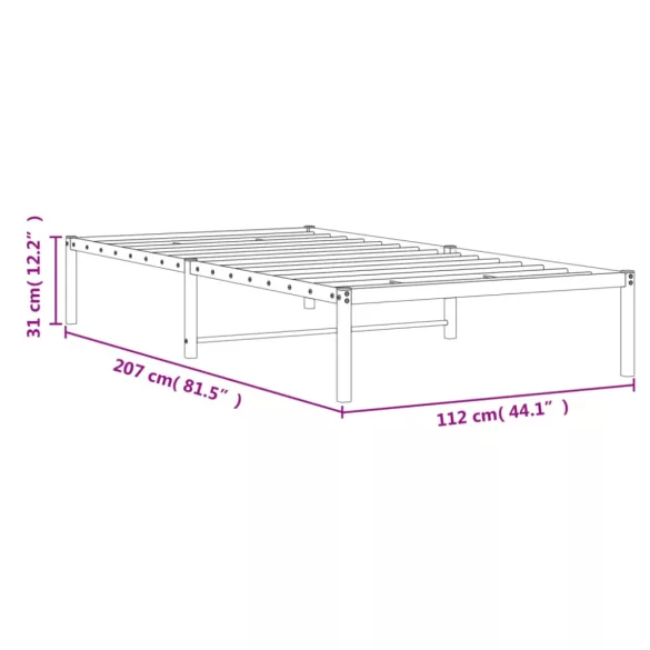 fehér fém ágykeret 107x203 cm