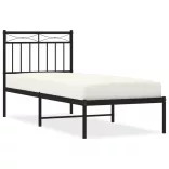 fekete fém ágykeret fejtámlával 75 x 190 cm