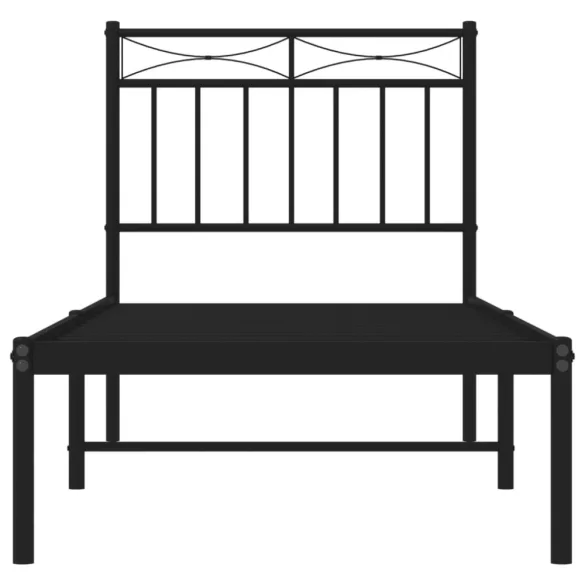 fekete fém ágykeret fejtámlával 75 x 190 cm