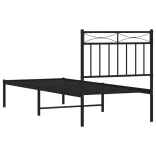fekete fém ágykeret fejtámlával 75 x 190 cm