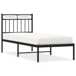 fekete fém ágykeret fejtámlával 80 x 200 cm