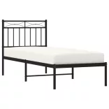 fekete fém ágykeret fejtámlával 80 x 200 cm