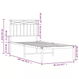 fekete fém ágykeret fejtámlával 80 x 200 cm
