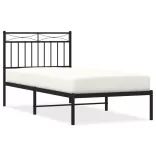 fekete fém ágykeret fejtámlával 90 x 190 cm