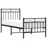 fekete fém ágykeret fej- és lábtámlával 80 x 200 cm