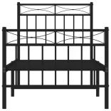 fekete fém ágykeret fej- és lábtámlával 80 x 200 cm