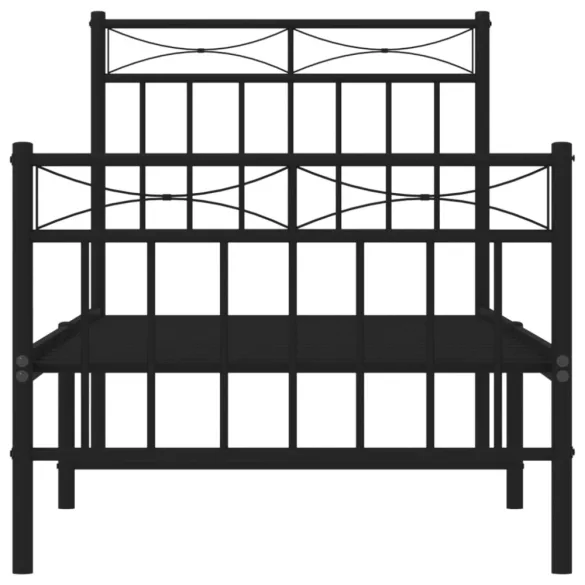 fekete fém ágykeret fej- és lábtámlával 80 x 200 cm