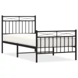 fekete fém ágykeret fej- és lábtámlával 90 x 200 cm