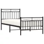 fekete fém ágykeret fej- és lábtámlával 90 x 200 cm