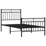 fekete fém ágykeret fej- és lábtámlával 90 x 200 cm