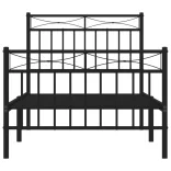 fekete fém ágykeret fej- és lábtámlával 90 x 200 cm
