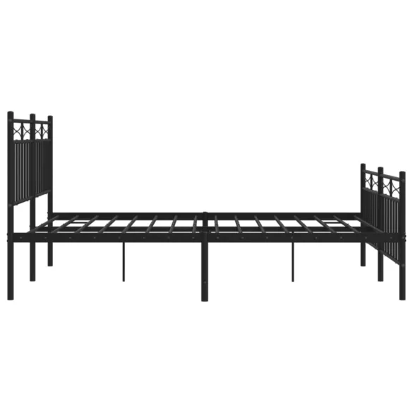 fekete fém ágykeret fej- és lábtámlával 135 x 190 cm