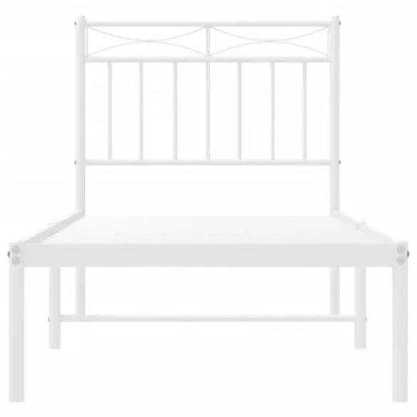 fehér fém ágykeret fejtámlával 80x200 cm