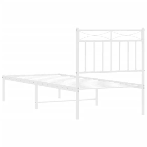 fehér fém ágykeret fejtámlával 80x200 cm