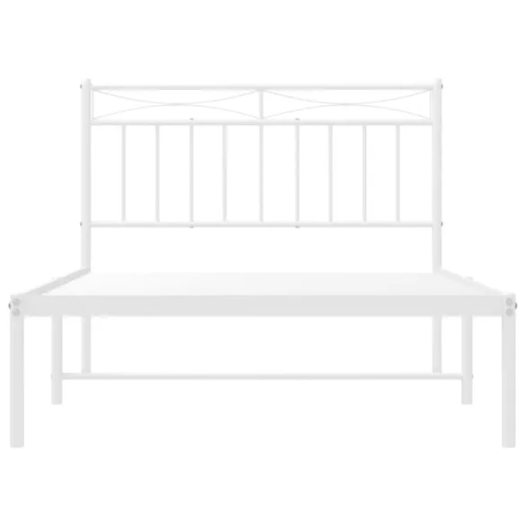 fehér fém ágykeret fejtámlával 107x203 cm