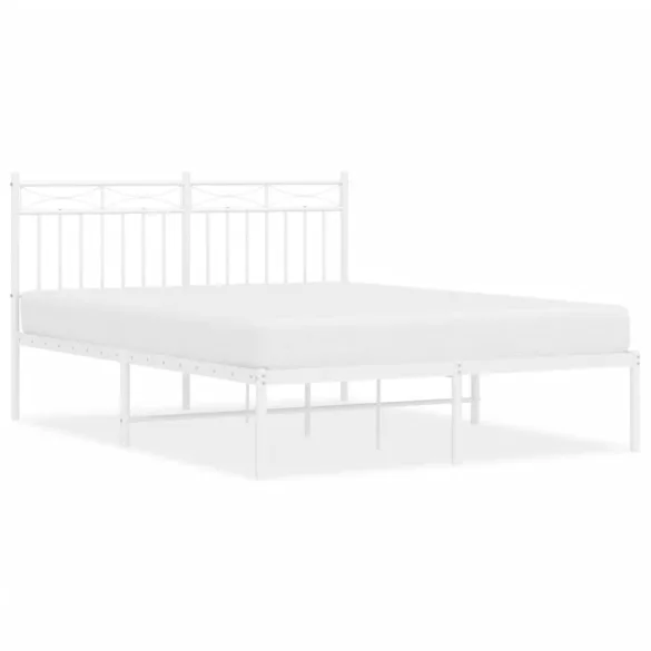 fehér fém ágykeret fejtámlával 140 x 200 cm