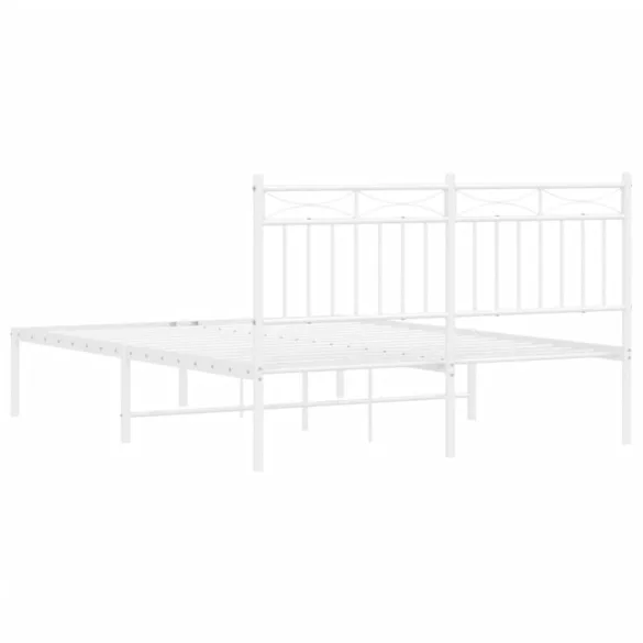 fehér fém ágykeret fejtámlával 140 x 200 cm