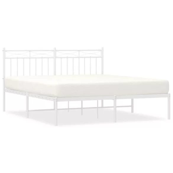 fehér fém ágykeret fejtámlával 150 x 200 cm