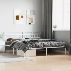 fehér fém ágykeret fejtámlával 183 x 213 cm