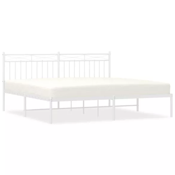 fehér fém ágykeret fejtámlával 183 x 213 cm