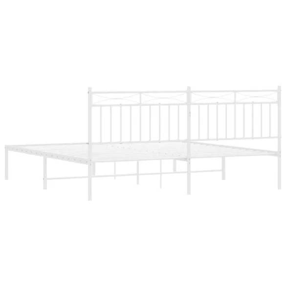 fehér fém ágykeret fejtámlával 183 x 213 cm