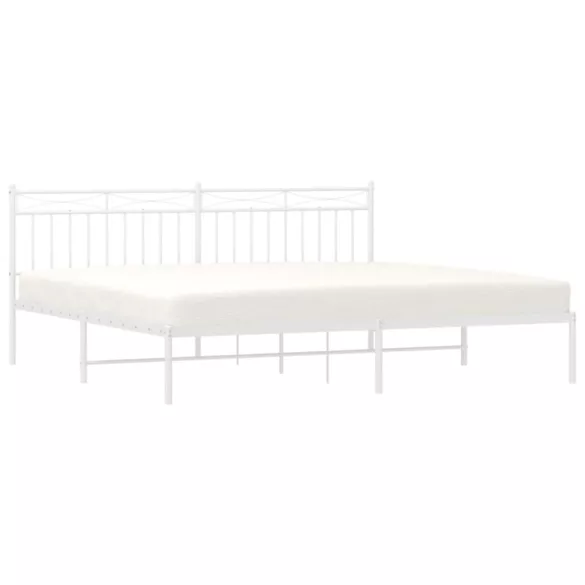 fehér fém ágykeret fejtámlával 193 x 203 cm