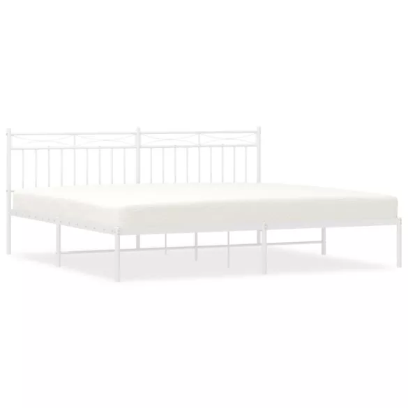 fehér fém ágykeret fejtámlával 200 x 200 cm