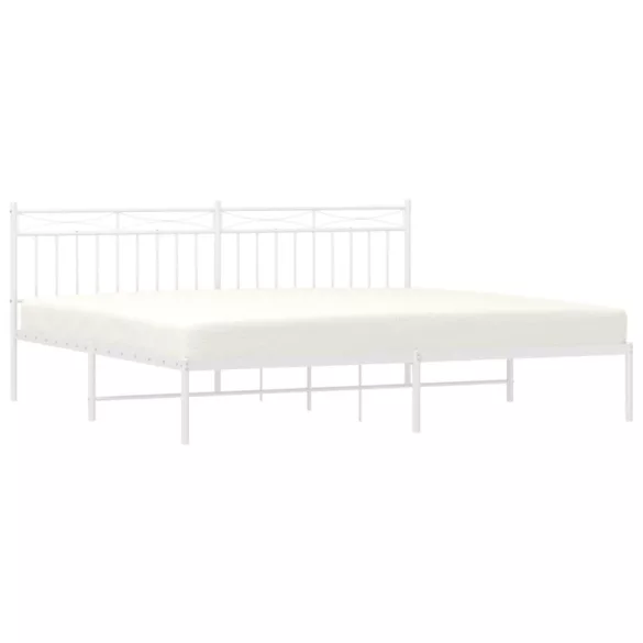 fehér fém ágykeret fejtámlával 200 x 200 cm