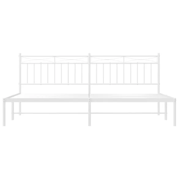fehér fém ágykeret fejtámlával 200 x 200 cm