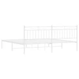 fehér fém ágykeret fejtámlával 200 x 200 cm