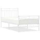 fehér fém ágykeret fej- és lábtámlával 90 x 190 cm