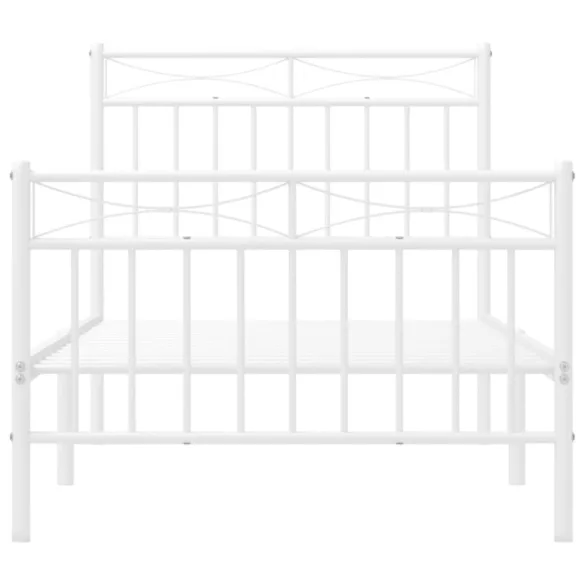 fehér fém ágykeret fej- és lábtámlával 90 x 190 cm