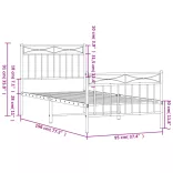 fehér fém ágykeret fej- és lábtámlával 90 x 190 cm