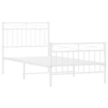 fehér fém ágykeret fej- és lábtámlával 90x200 cm