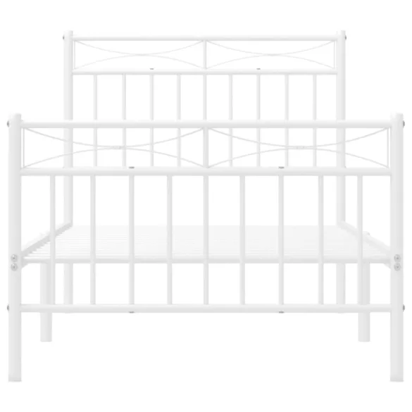 fehér fém ágykeret fej- és lábtámlával 90x200 cm