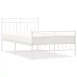 fehér fém ágykeret fej- és lábtámlával 107 x 203 cm
