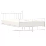 fehér fém ágykeret fej- és lábtámlával 107 x 203 cm