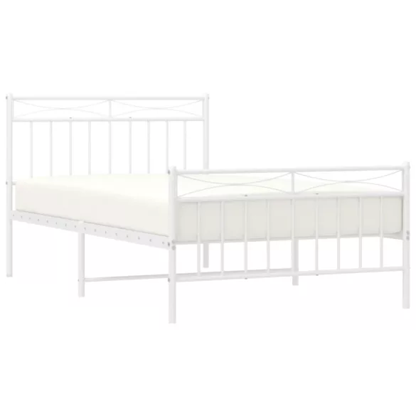 fehér fém ágykeret fej- és lábtámlával 107 x 203 cm