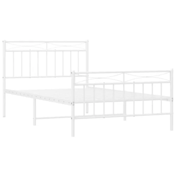 fehér fém ágykeret fej- és lábtámlával 107 x 203 cm