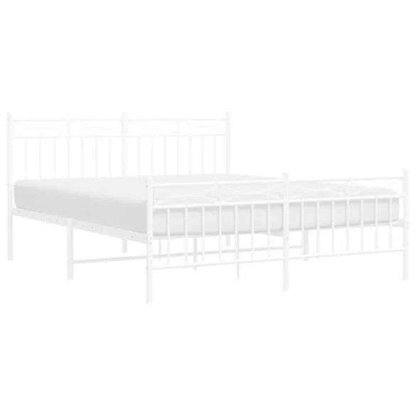 fehér fém ágykeret fej- és lábtámlával 150x200 cm