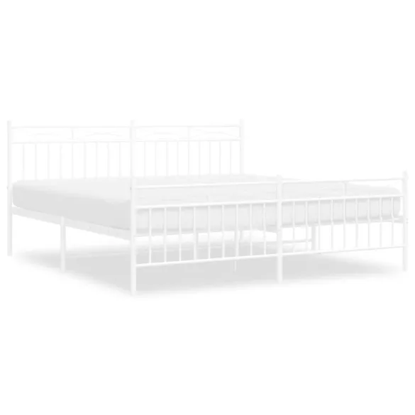 fehér fém ágykeret fej- és lábtámlával 183 x 213 cm