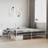 fehér fém ágykeret fej- és lábtámlával 193 x 203 cm