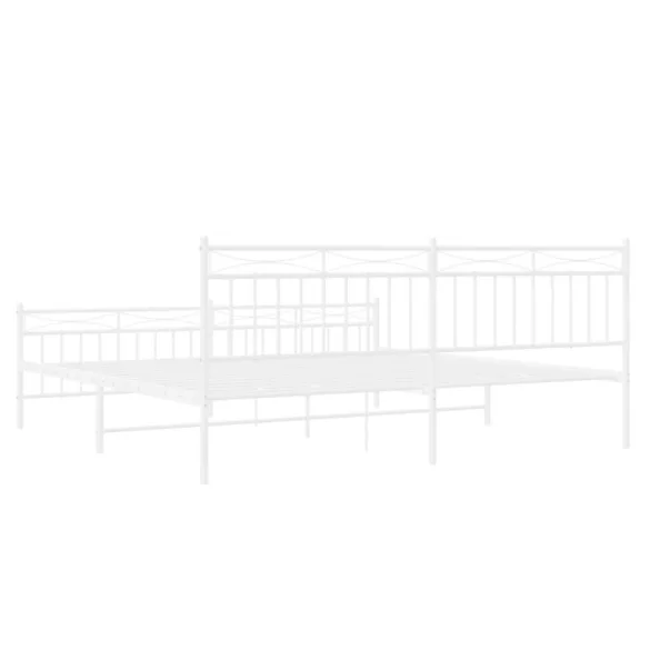 fehér fém ágykeret fej- és lábtámlával 193 x 203 cm