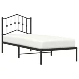 fekete fém ágykeret fejtámlával 80 x 200 cm
